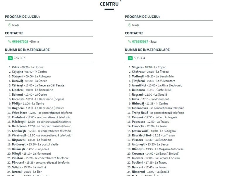 Preluam colete şi pasageri din următoarele localităţi ale Italiei