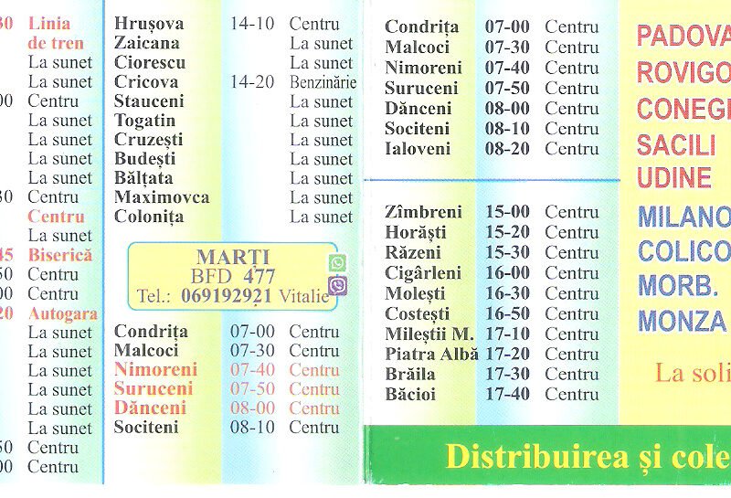 Expediere colete și transport pasageri din Italia către Moldova