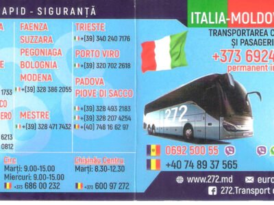 Servicii rapide de transport colete și pasageri Italia-Moldova
