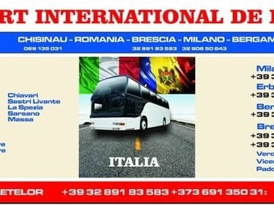 Transport de colete şi pasageri Italia Moldova