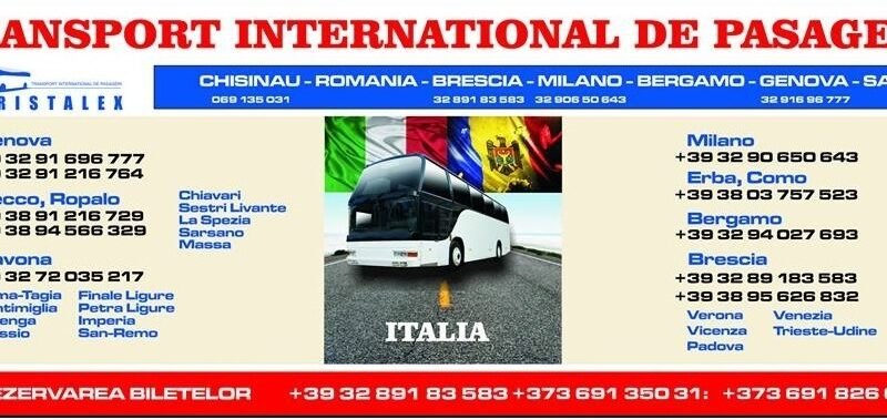 Transport de colete şi pasageri Italia Moldova