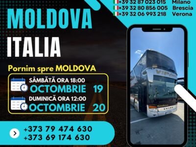 Transport sigur și rapid de colete și pasageri Italia-Moldova