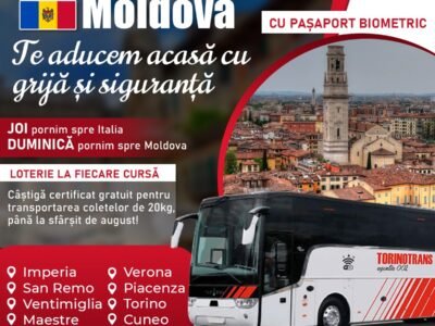 Transport colete şi pasageri Italia Moldova Italia