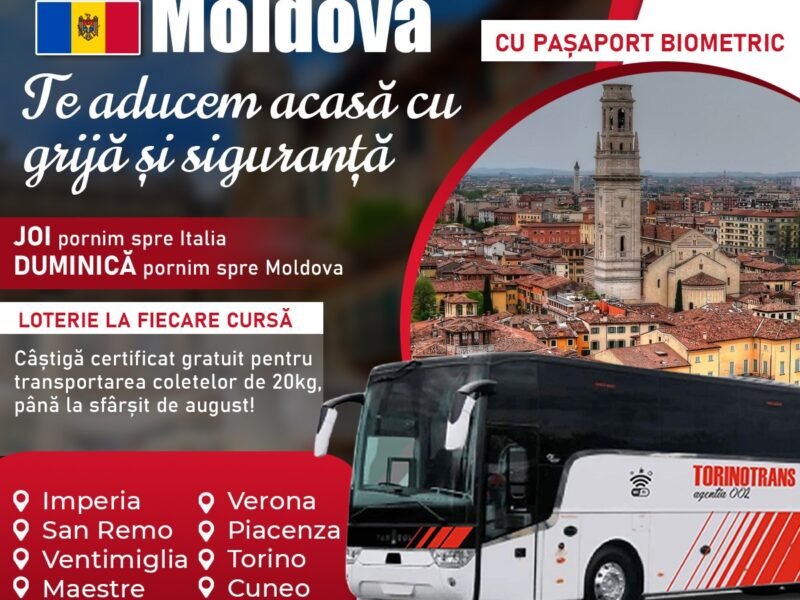 Transport colete şi pasageri Italia Moldova Italia