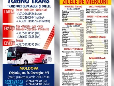 TorinoTrans. Transport colete şi pasageri Italia Moldova Italia