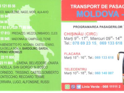 Transport colete şi pasageri Italia Moldova Italia