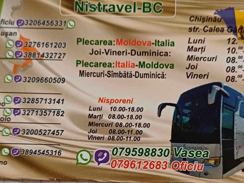 Transport Moldova-Italia: colete și pasageri