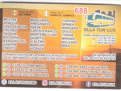 Transport colete şi pasageri Italia Moldova