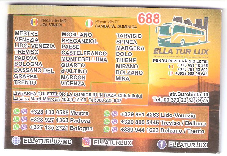 Transport colete şi pasageri Italia Moldova