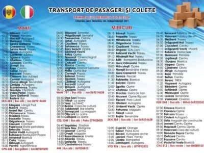 Transport de colete şi pasageri Italia Moldova