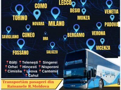 Transport de colete şi pasageri Italia Moldova. HappyTravel