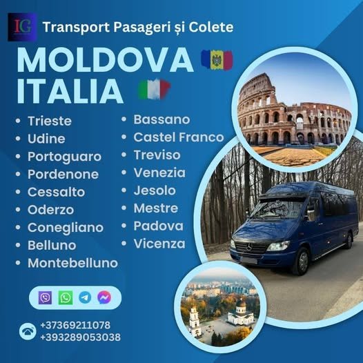 Transport de colete şi pasageri Italia Moldova